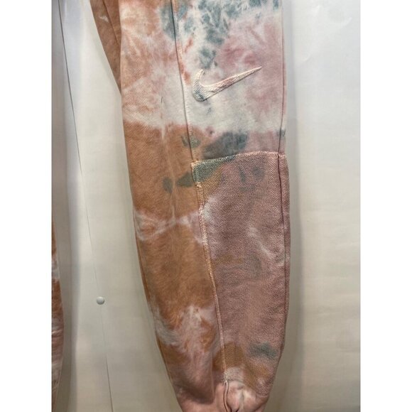 NIKE Small Pleated Reverse Dye Fleece Cuffed Sweatpants Pink Green GUC - Picture 5 of 9
